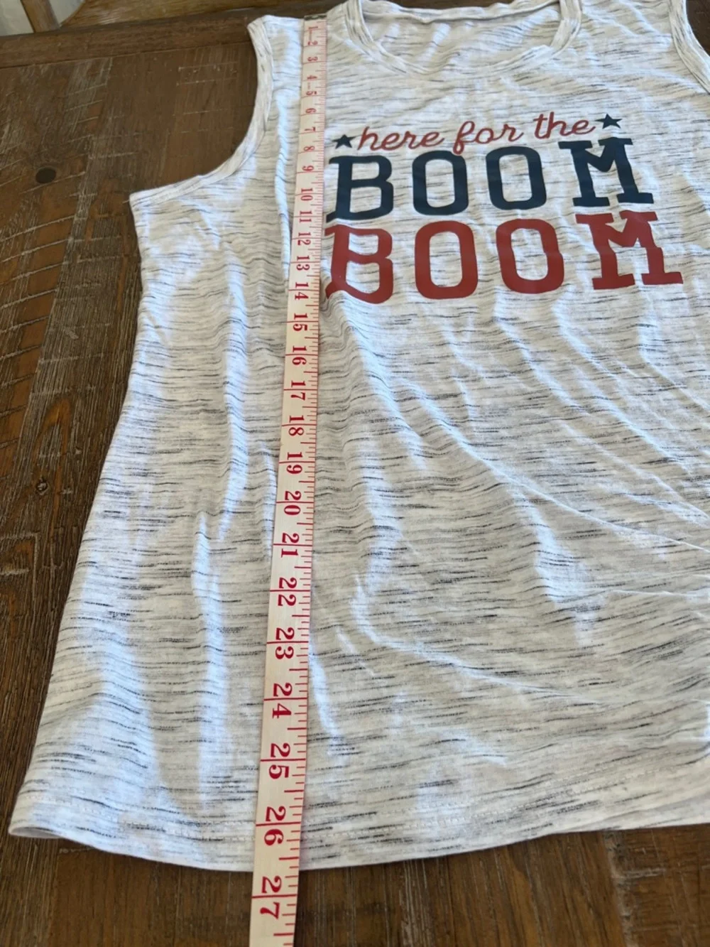 Women’s Gray Knit Tank Top with Red & Navy 'Boom Boom' Graphic - Picture 7 of 7
